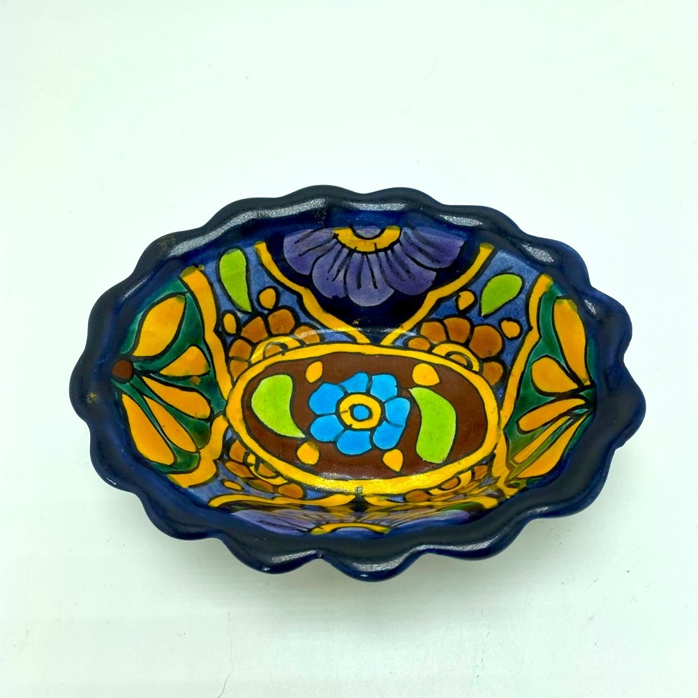 Talavera Hand Painted Mexican Pottery Small Dish